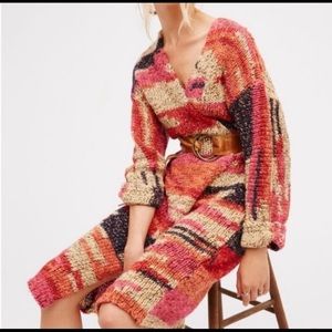 SALE Free People On My Mind patterned duster sweater